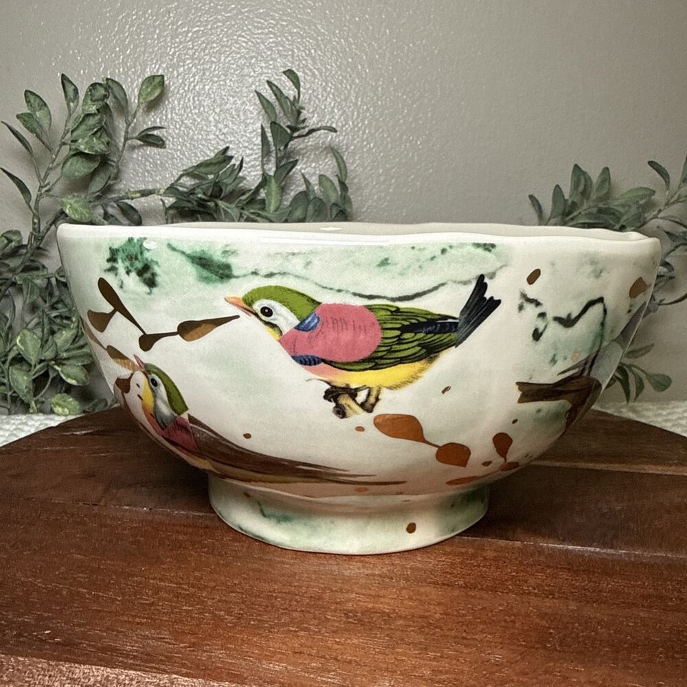 Anthropologie Rvan Hoffman Colorful Dreambirds 2015 Serving Bowl 7.5” Retired